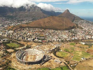 Kapstadt, Greenpoint mit Lion's Head, linkks die City bowl